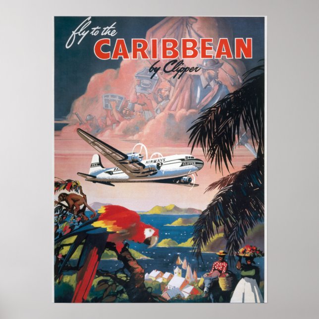 Vintage Caribbean Travel Poster (Front)