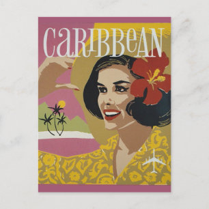 Vintage Caribbean Vacation Tourism Travel Postcard