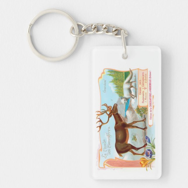 Vintage Caribou (Reindeer) and Arctic Fox Keychain (Front)