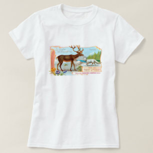 Vintage Caribou (Reindeer) and Arctic Fox T-Shirt