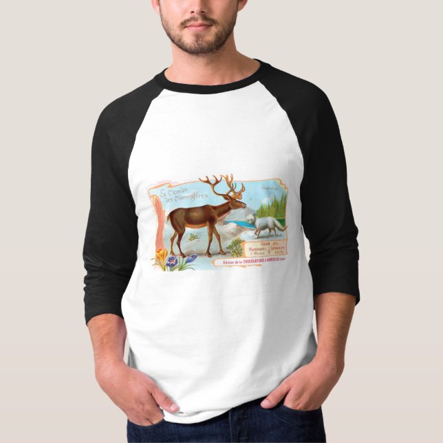 Vintage Caribou (Reindeer) and Arctic Fox T-Shirt (Front)