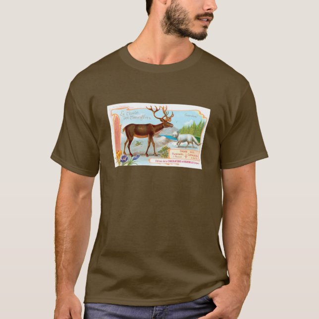 Vintage Caribou (Reindeer) and Arctic Fox T-Shirt (Front)