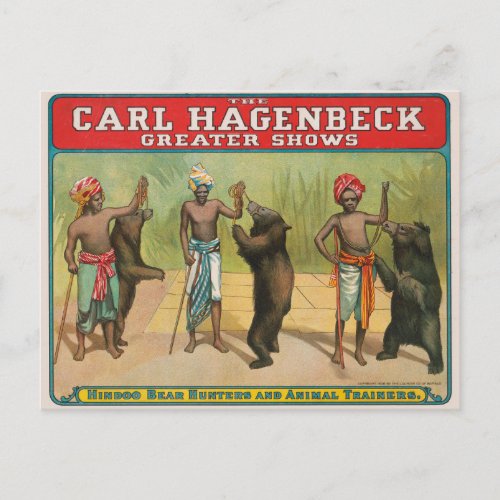 Vintage Carl Hagenbeck Circus Poster Postcard