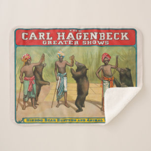 Vintage Carl Hagenbeck Circus Poster Sherpa Blanket