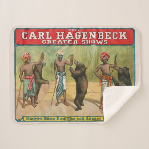 Vintage Carl Hagenbeck Circus Poster Sherpa Blanket