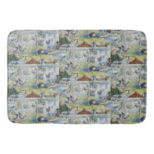 Vintage Carl Larsson Cray Fishing With The  Family Bath Mat