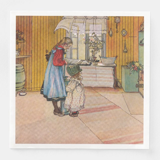 Vintage Carl Larsson The Kitchen Paper Dinner Napkins (Front)