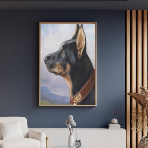 Vintage Carl Reichert Portrait of a doberman  Canvas Print