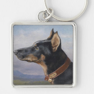 Vintage Carl Reichert Portrait of a Doberman Keychain