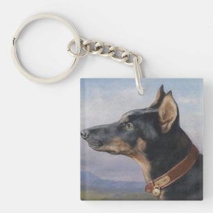 Vintage Carl Reichert Portrait of a Doberman Keychain