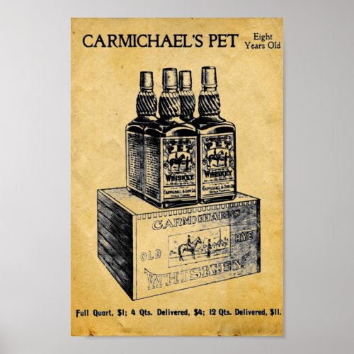 Vintage Carmichaels Pet Whiskey Print _ Sign
