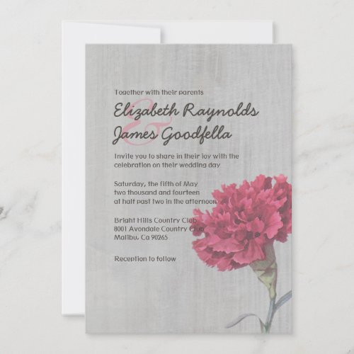 Vintage Carnation Wedding Invitations