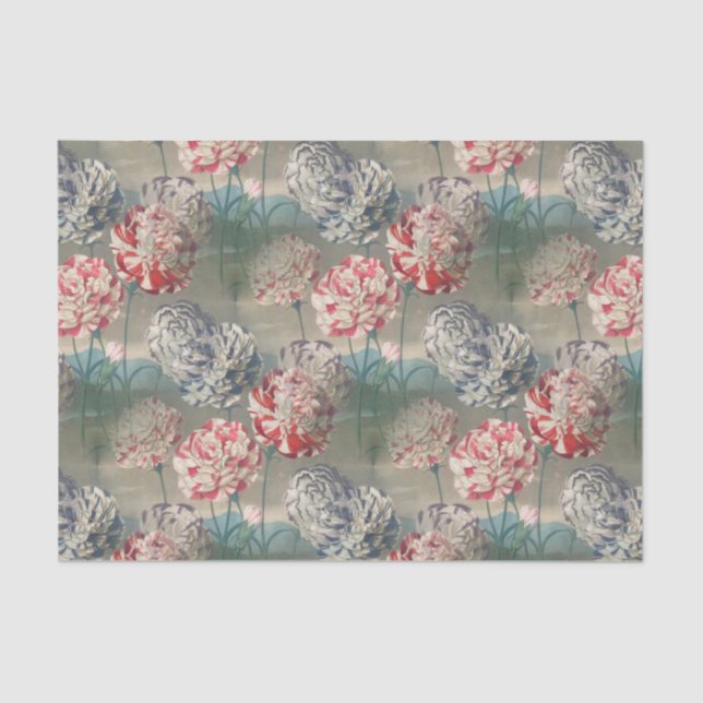 Vintage Carnations Botanical Decoupage Craft  Tissue Paper (Front)