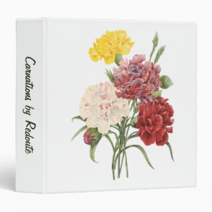 Vintage Carnations Dianthus Garden Flowers Redoute 3 Ring Binder