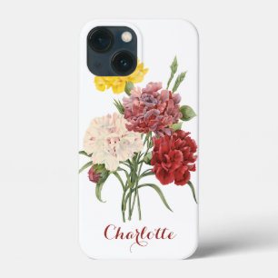 Vintage Carnations Dianthus Garden Flowers Redoute iPhone 13 Mini Case
