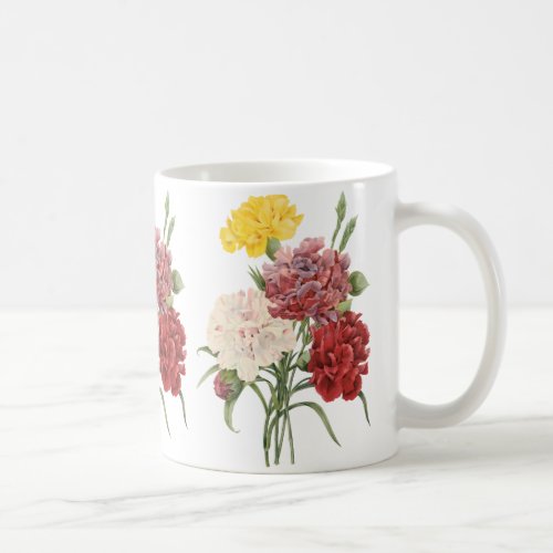 Vintage Carnations Dianthus Garden Flowers Redoute Coffee Mug