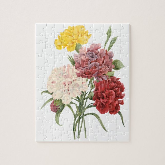 Vintage Carnations Dianthus Garden Flowers Redoute Jigsaw Puzzle (Vertical)