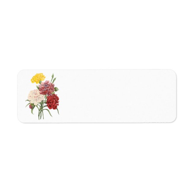 Vintage Carnations Dianthus Garden Flowers Redoute Label (Front)