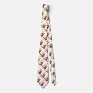 Vintage Carnations Dianthus Garden Flowers Redoute Neck Tie