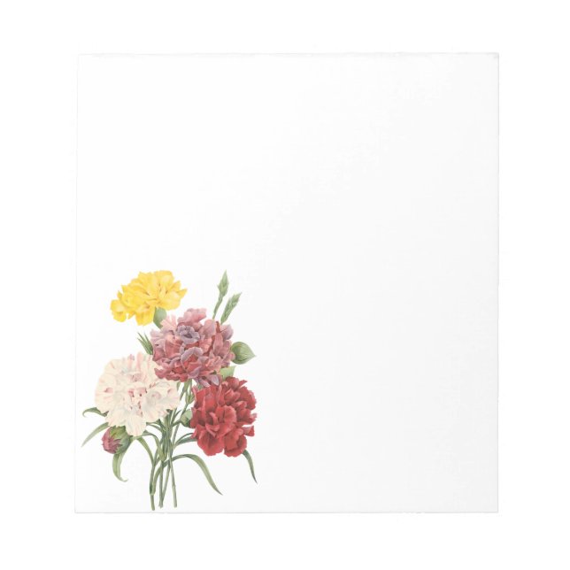 Vintage Carnations Dianthus Garden Flowers Redoute Notepad (Front)