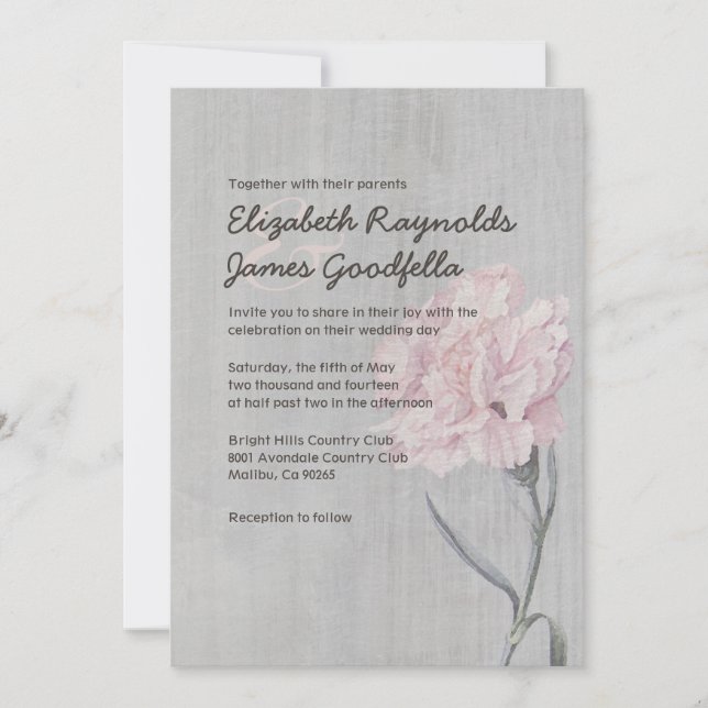 Vintage Carnations Wedding Invitations (Front)