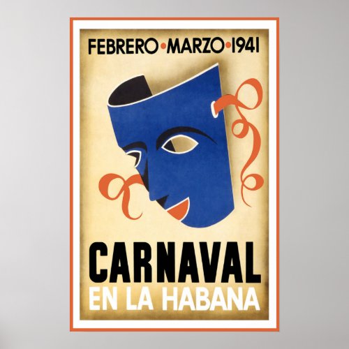 Vintage Carnaval en la Habana Havana Cuba Travel Poster