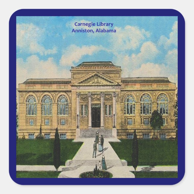Vintage Carnegie Library Anniston Alabama  Square Sticker (Front)
