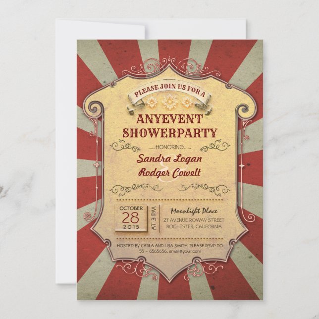 Vintage Carnival Any Party or Shower Invitations (Front)