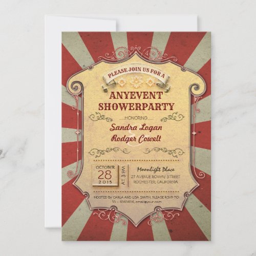 Vintage Carnival Any Party or Shower Invitations