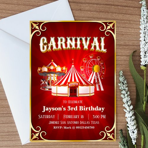 Vintage Carnival Birthday Invitation