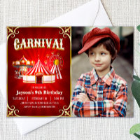 Vintage Carnival Birthday with Photo Landscape