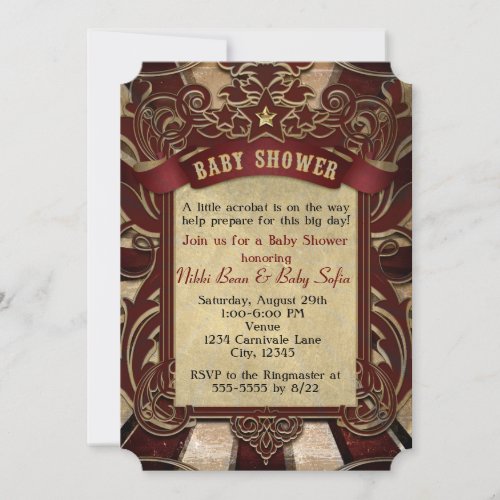 Vintage Carnival Circus Baby Shower Invitation