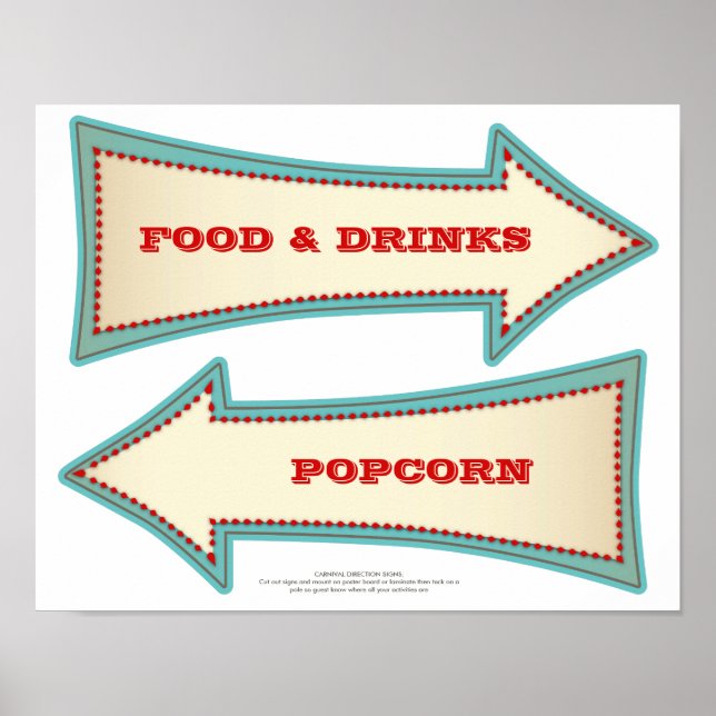 Vintage Carnival Circus DIY Direction Signs (Front)