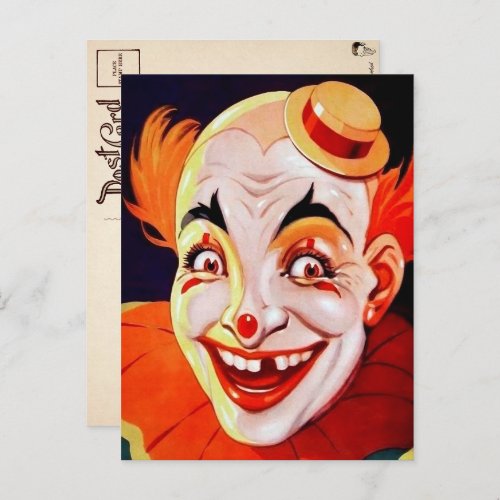 Vintage Carnival Clown Postcard