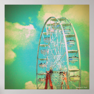 Vintage Carnival Ferris Wheel Photograph - Poster