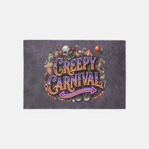 Vintage Carnival Neon Spooky Halloween Outdoor Rug