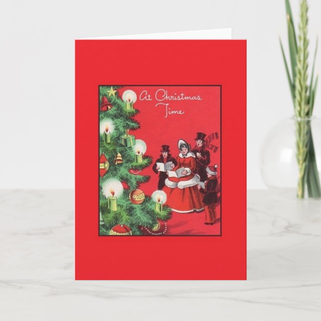 Vintage Carolers Christmas Greeting Card (Front)