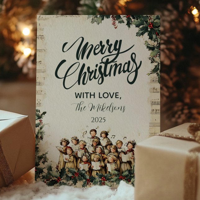 Vintage Carolers Merry Christmas Holiday Card (Creator Uploaded)