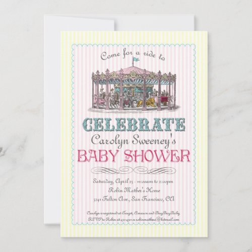 Vintage Carousel Baby Shower Invitation