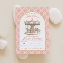 Vintage Carousel Baby Shower Invite