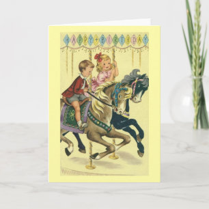 Vintage Carousel Birthday Greeting Card