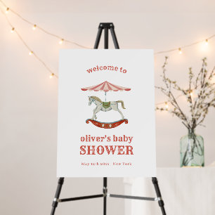 Vintage Carousel Carnival Baby Shower Welcome Sign