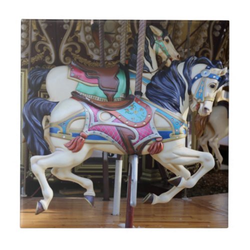 Vintage Carousel Horse galloping II Ceramic Tile