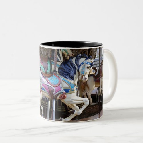 Vintage Carousel Horse galloping II Two_Tone Coffee Mug