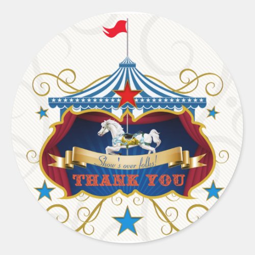 Vintage Carousel Horse Thank You Favor Sticker