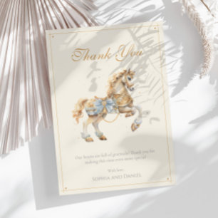 Vintage Carousel Horse Watercolor Baby Shower Thank You Card