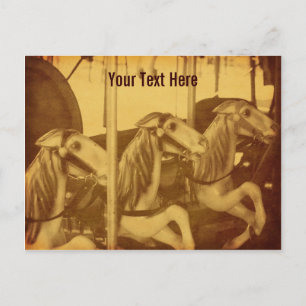 Vintage Carousel Horses Customizable Postcard