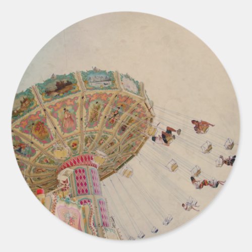 Vintage carousel in Paris Classic Round Sticker