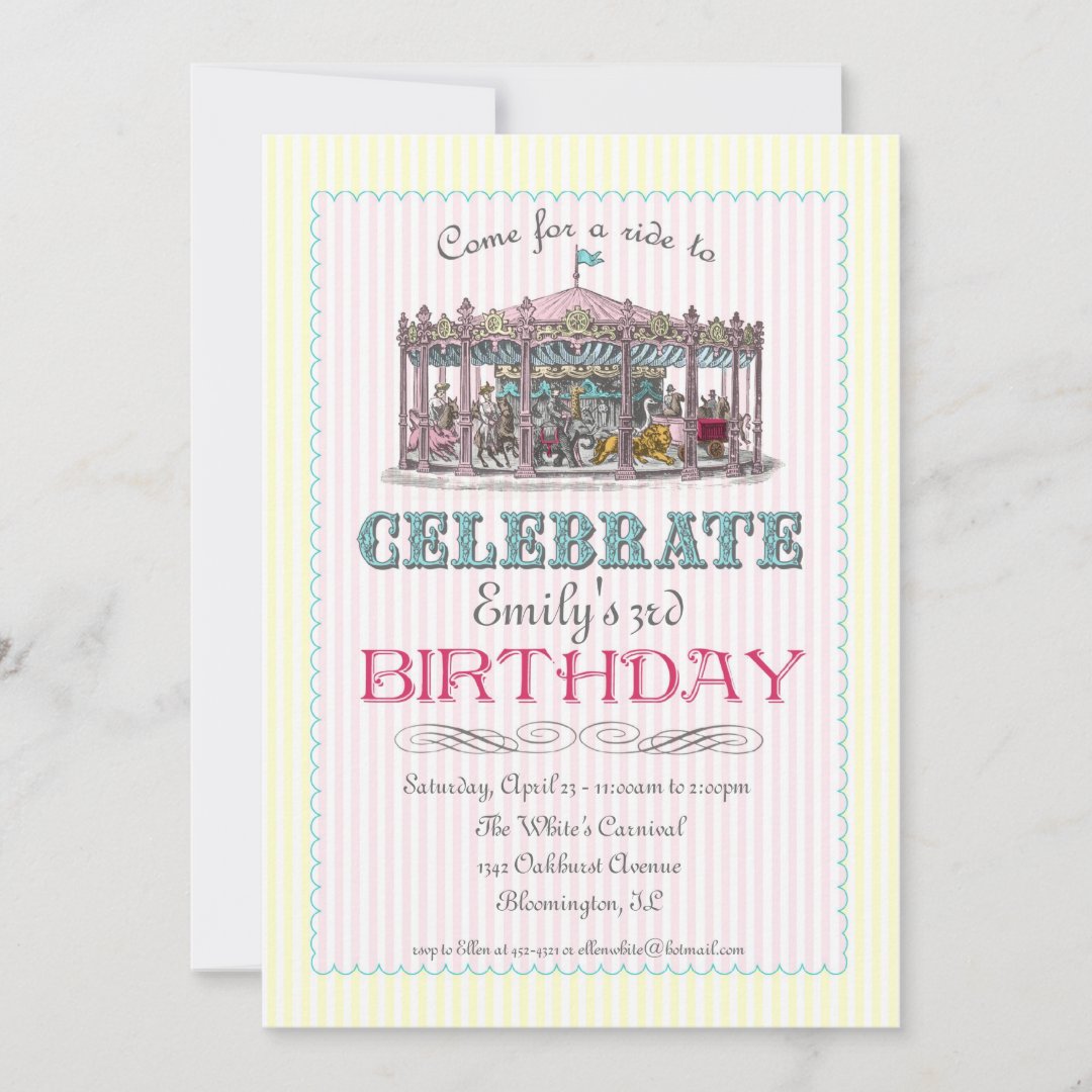 Vintage Carousel Party Invitation Zazzle