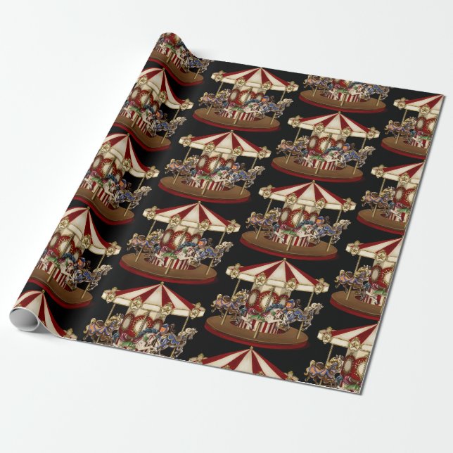 Vintage Carousel  Wrapping Paper (Unrolled)